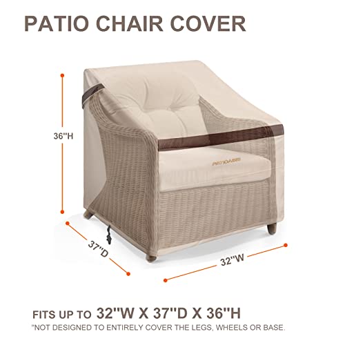 PATIOASIS Patio Chair Covers Waterproof 32''W x 37''D x 36''H Rip Resistant Lawn Chair Covers Dust-Proof UV Resistant 600D High Quality Beige/Brown Outdoor Furinture Chair Covers - Image 3