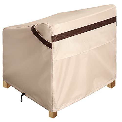PATIOASIS Patio Chair Covers Waterproof 32''W x 37''D x 36''H Rip Resistant Lawn Chair Covers Dust-Proof UV Resistant 600D High Quality Beige/Brown Outdoor Furinture Chair Covers - Image 5