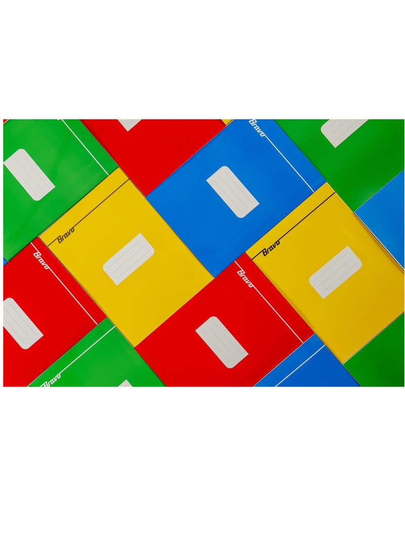 Bravo Bravo Italian Large Stapled Notebook - 100 Sheets - lined - Assorted Plain Colors - Pack of 6 Pcs 