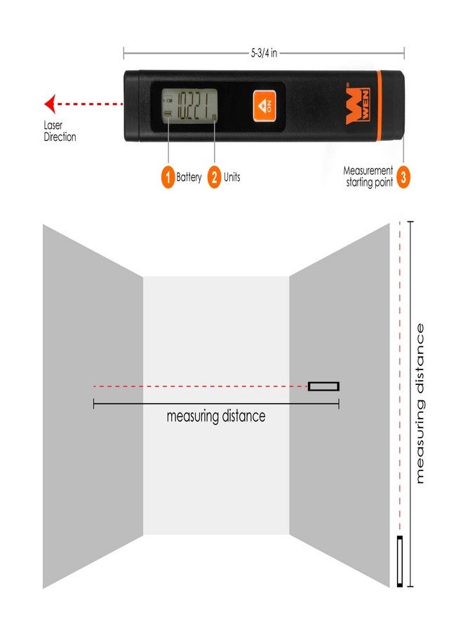 WEN 10110 Multi-Unit Pocket Laser Distance Measure - Image 2