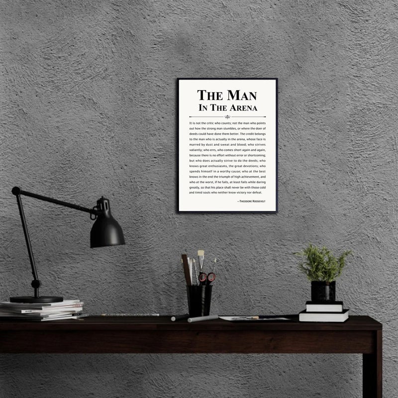 Howwii Inspirational Wall Art Office Decor The Man in the Arena Motivational Positive Quote Canvas Print Gift for Men&Women Framed Canvas Wall Decor 12â€x16â€ - Image 3