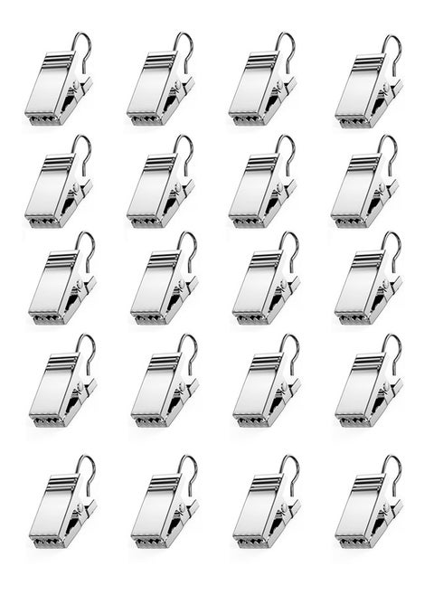 Curtain Clips - With Hooks For Hanging Clamp Hangers Gutter Hooks For Party String Light Outdoor Wire Holders - Stainless Steel Silver 20 PCS