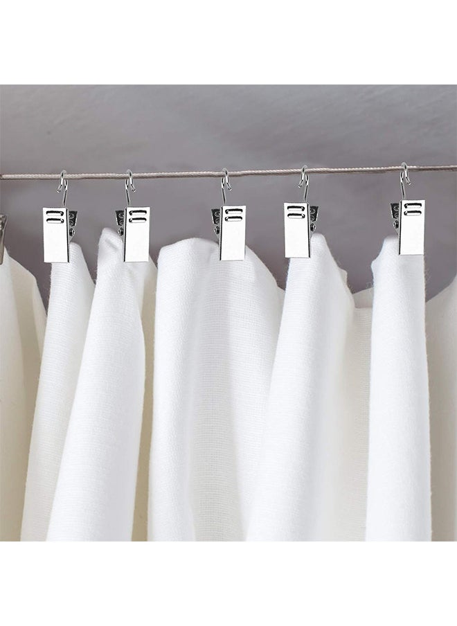 Curtain Clips - With Hooks For Hanging Clamp Hangers Gutter Hooks For Party String Light Outdoor Wire Holders - Stainless Steel Silver 20 PCS
