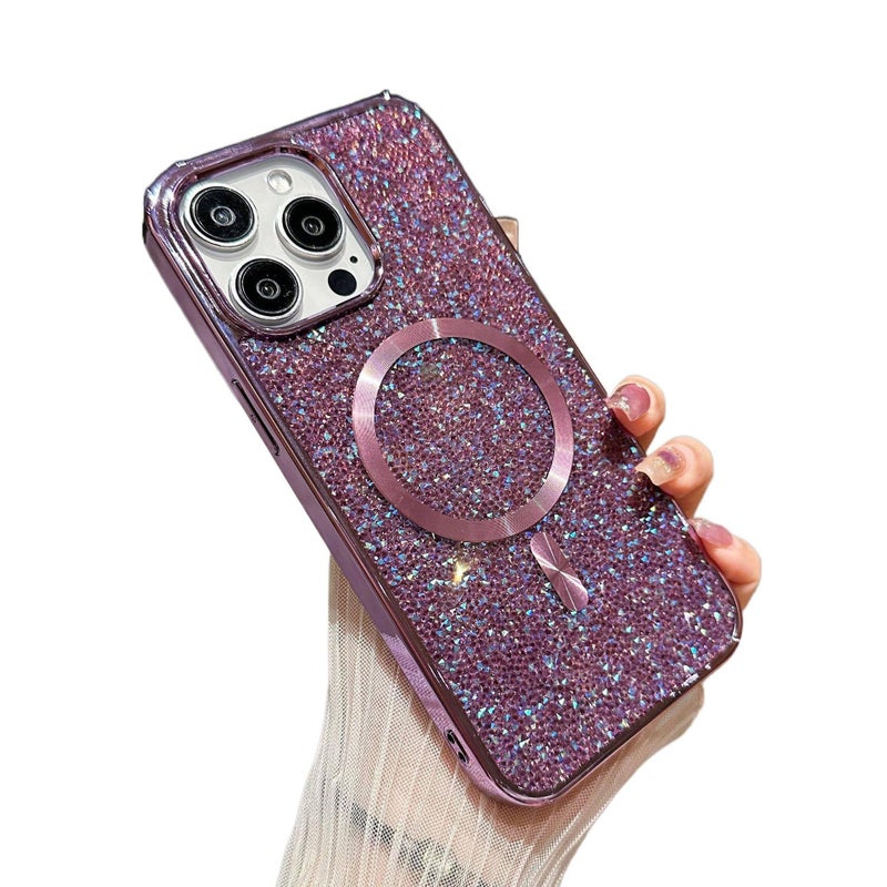 MS PC MagSafe Case for iPhone 15 / 15 Plus / 15 Pro / 15 Pro Max with Electroplated Sparkle and Strong Magnetic plus Shockproof plus Drop Protection in Gold - Image 4