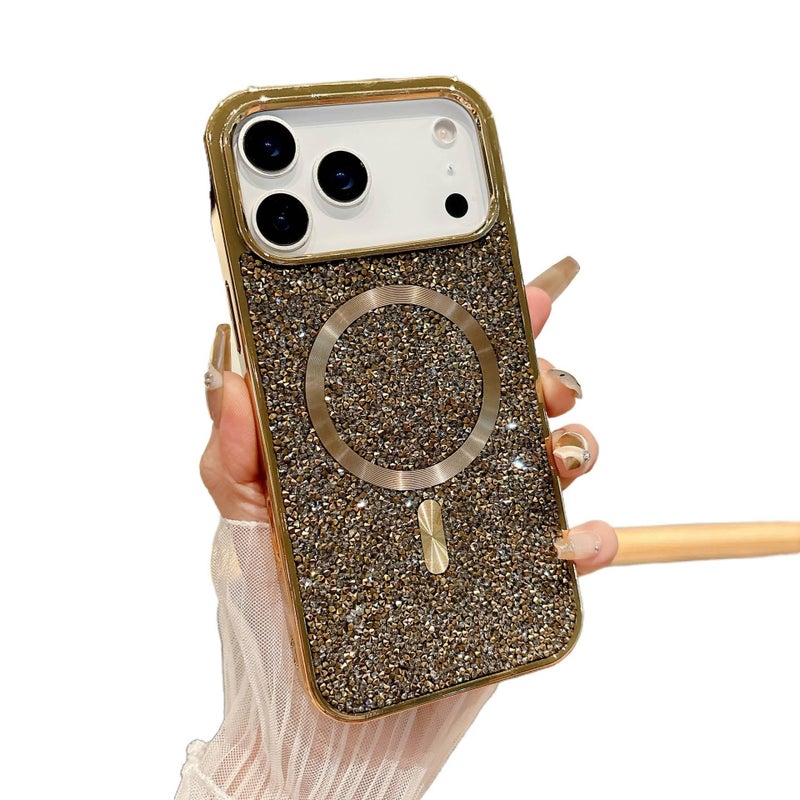 MS PC MagSafe Case for iPhone 15 / 15 Plus / 15 Pro / 15 Pro Max with Electroplated Sparkle and Strong Magnetic plus Shockproof plus Drop Protection in Gold - Image 5