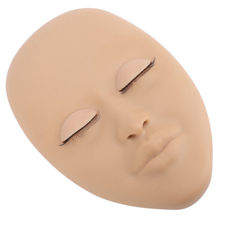 Lash Mannequin Head Silicone Removable Eyelid Multifunctional Eyelash Extension Mannequin Head for Makeup Practice Teaching Training Skin Color - Image 2