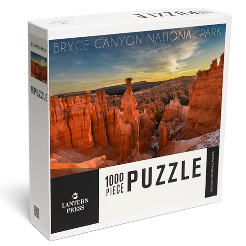 Lantern Press Bryce Canyon National Park Utah Thors Hammer Sunrise Photo 1000 Piece Jigsaw Puzzle for Adults Made in USA with Reference Poster - Image 1
