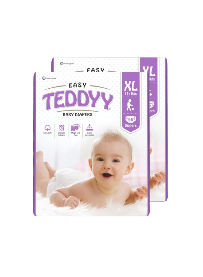 TEDDYY Easy Baby XL Size Diaper Tape Style | 30 Count (Extra Large) | 13-17 kgs (Pack of 1) | Quick Absorbency | Extra Super Soft | Anti - Bacterial | Wetness Indicator with Adjustable Grip Tapes - Image 2