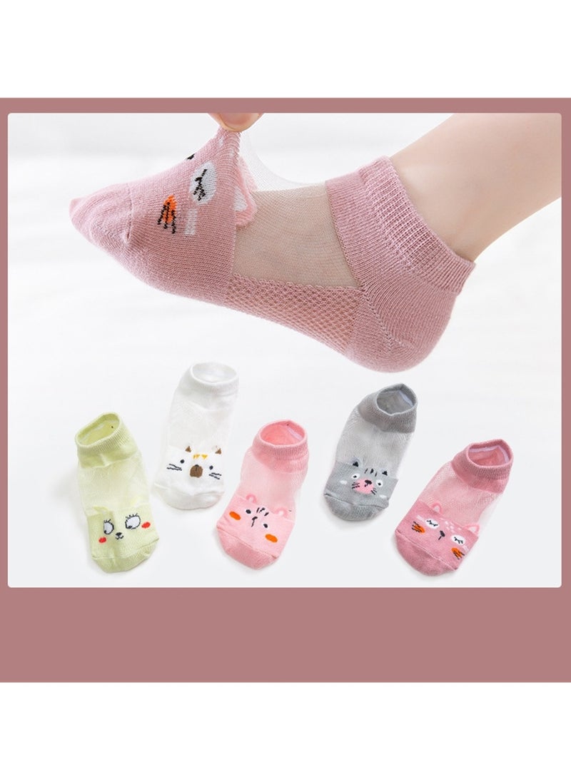 Generic - 5 pairs of cute elastic children's socks thin mesh baby cartoon socks - Image 1