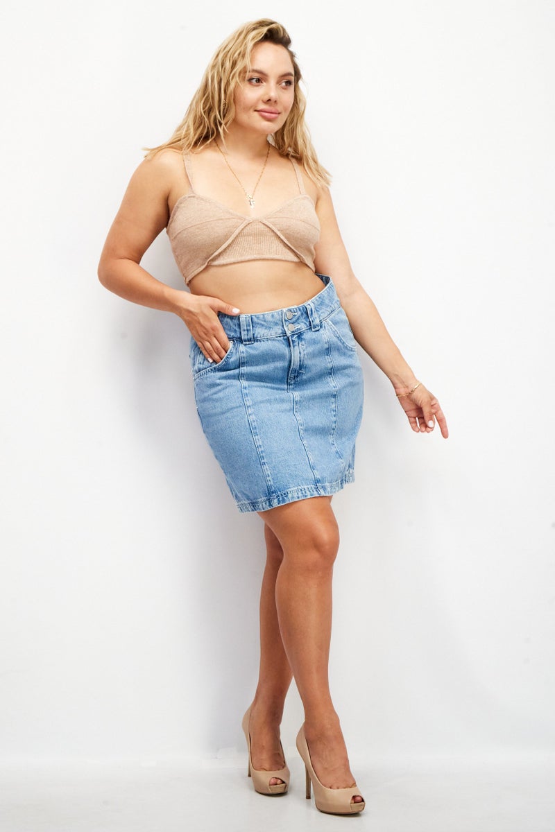 Asos Design Women V-Neck Sleeveless Textured Crop Top, Brown - Image 3