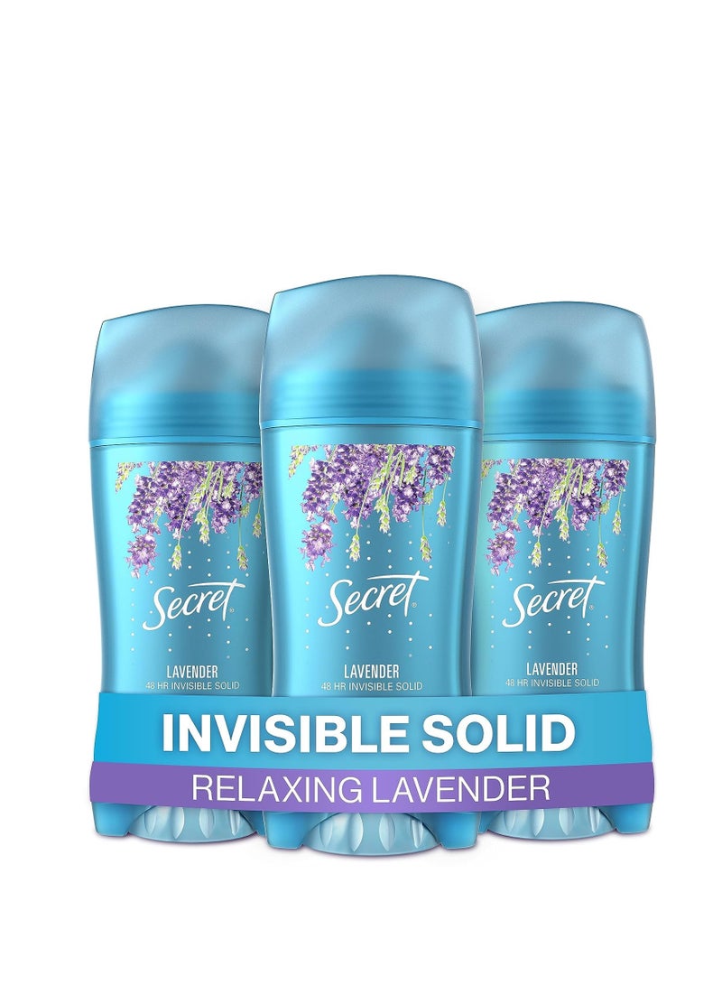 Secret Antiperspirant and Deodorant for Women, Lavender, Invisible Solid, 2.6 oz (Pack of 3) - Image 1