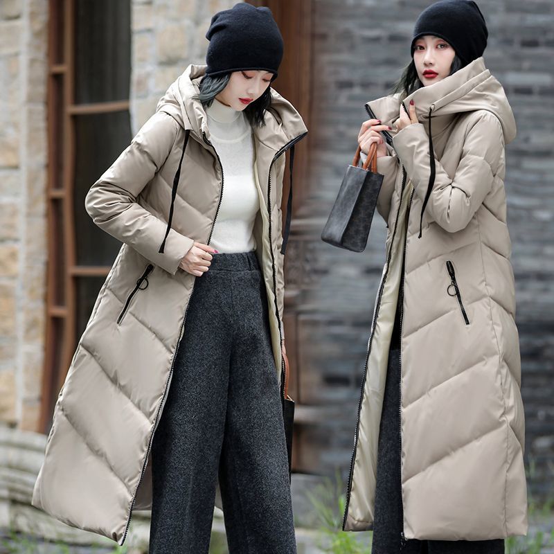Anti-Season New Cotton Coat Plus Size Slim-Fit Down Cotton Jacket Hooded Long Thickened Cotton-Padded Coat Winter Over-Knee Cotton-Padded Coat - Image 3