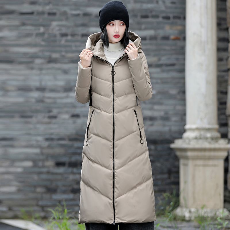 Anti-Season New Cotton Coat Plus Size Slim-Fit Down Cotton Jacket Hooded Long Thickened Cotton-Padded Coat Winter Over-Knee Cotton-Padded Coat - Image 1