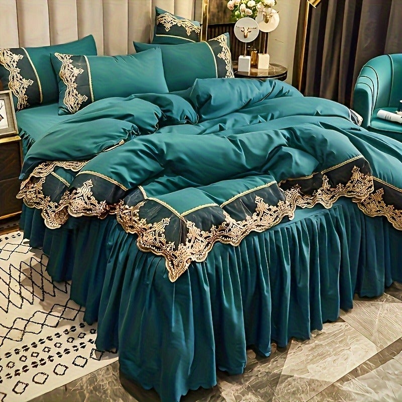 Contemporary Plain Colored Bedding in Green, Blue, Grey, Pink, White, Red, Purple, Or Light Green, Including Quilt Cover And Pillowcase, Available in Two Or Three Piece Options - Image 4