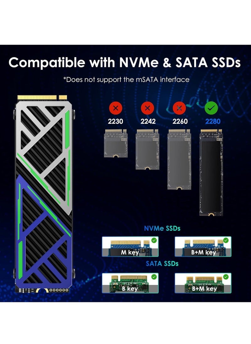 M.2 SSD Heatsink 880X, 2280 NVMe/SATA SSD Heatsink for PC/PS5/mATX/MiniATX, High-Performance SSD Cooler with Dual Thermal Silicone Pads, 3mm Adjustable Height, Aluminum Alloy, Mech-Inspired - Image 3