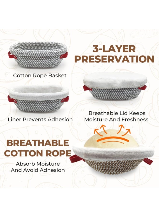 Relex Sourdough Starter Kit, Banneton Bread Proofing Basket 10Inch Round, Sourdough Bread Baking Supplies With Starter Jar, Bread Sling, Lame, Danish Dough Whisk Sourdough Kit Gifts for Bakers Women Wife Mom - Image 2