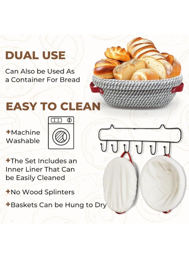 Relex Sourdough Starter Kit, Banneton Bread Proofing Basket 10Inch Round, Sourdough Bread Baking Supplies With Starter Jar, Bread Sling, Lame, Danish Dough Whisk Sourdough Kit Gifts for Bakers Women Wife Mom - Image 5