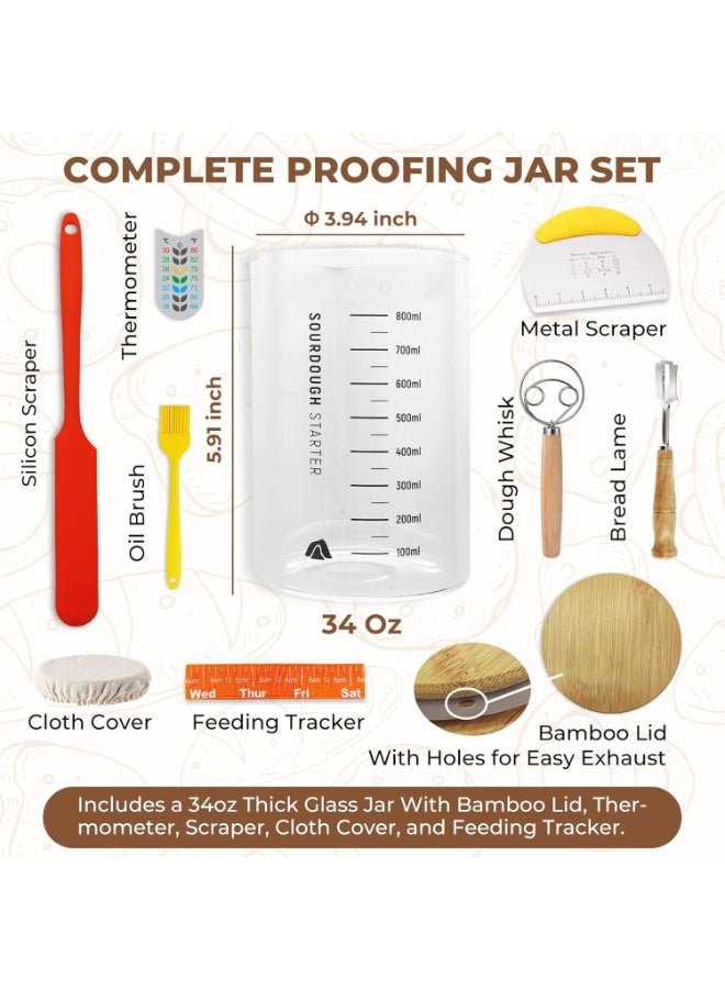 Relex Sourdough Starter Kit, Banneton Bread Proofing Basket 10Inch Round, Sourdough Bread Baking Supplies With Starter Jar, Bread Sling, Lame, Danish Dough Whisk Sourdough Kit Gifts for Bakers Women Wife Mom - Image 4