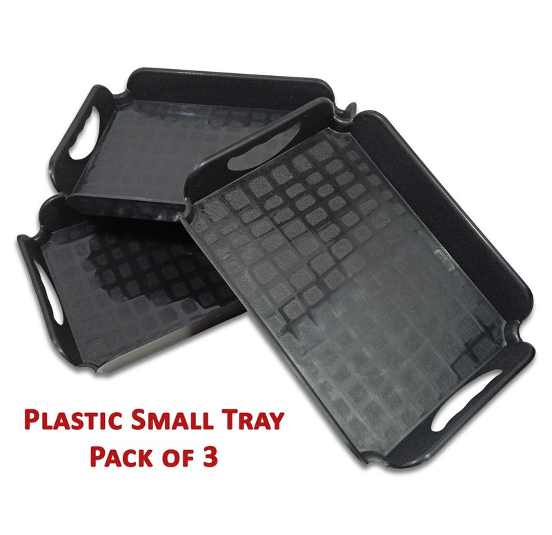 Inpro Small Tray Set of 3-Easily Stackable for efficient Storage-Unbreakable Small Tray Made up of Plastic-Perfect for Indoor & Outdoor Uses. - Image 3