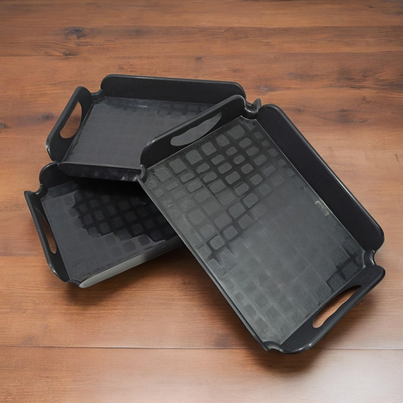 Inpro Small Tray Set of 3-Easily Stackable for efficient Storage-Unbreakable Small Tray Made up of Plastic-Perfect for Indoor & Outdoor Uses. - Image 1