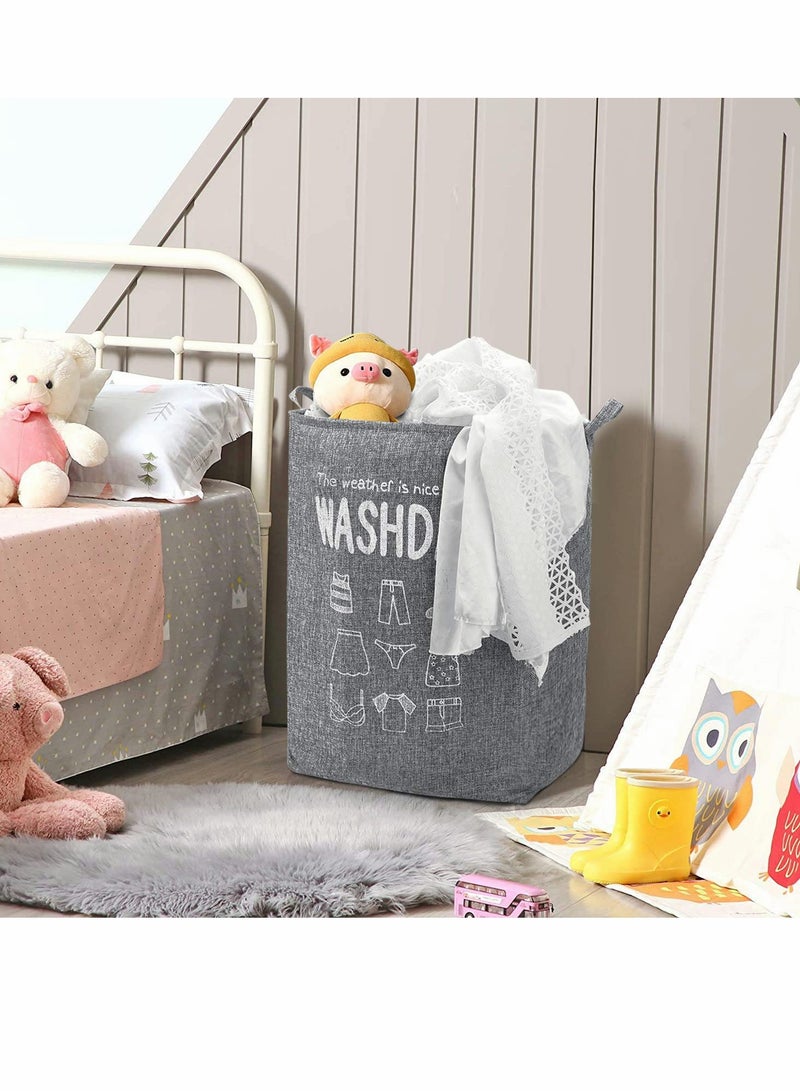 SOLARAE 75L Collapsible Laundry Basket, Waterproof With Handles, Large Capacity Quilt Clothes Storage Bag, Dirty Basket For Bedroom(Grey) - Image 3