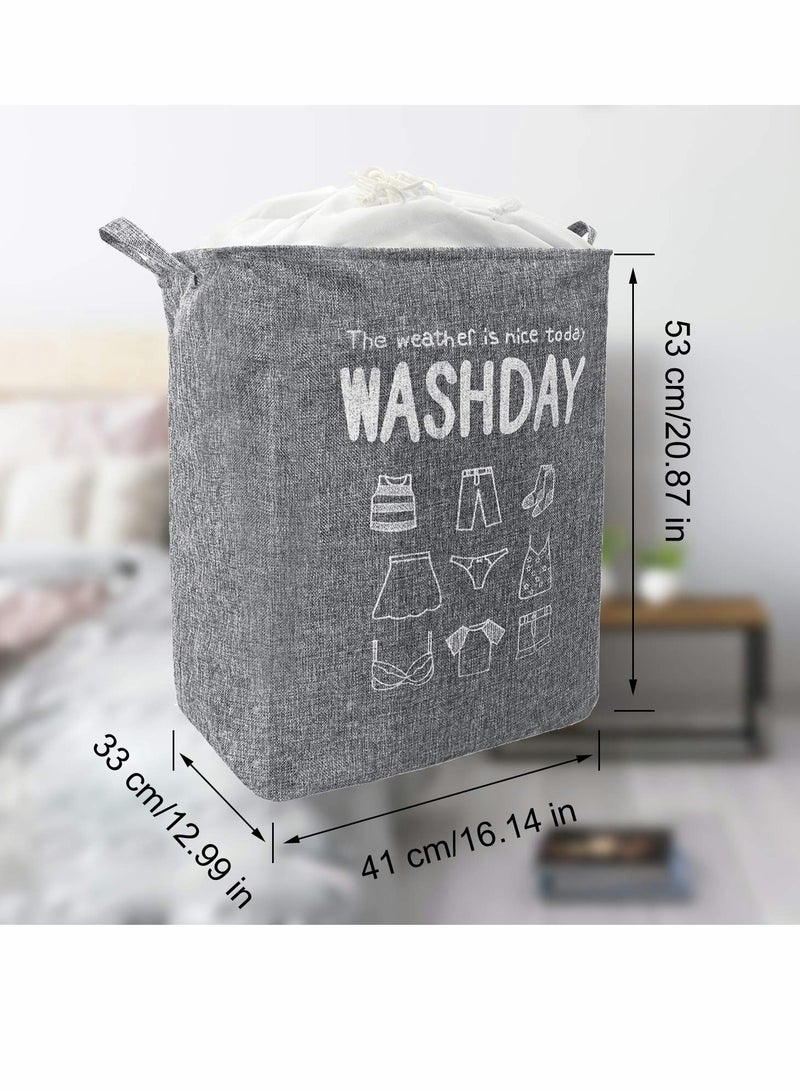 SOLARAE 75L Collapsible Laundry Basket, Waterproof With Handles, Large Capacity Quilt Clothes Storage Bag, Dirty Basket For Bedroom(Grey) - Image 5