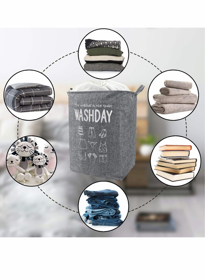 SOLARAE 75L Collapsible Laundry Basket, Waterproof With Handles, Large Capacity Quilt Clothes Storage Bag, Dirty Basket For Bedroom(Grey) - Image 2