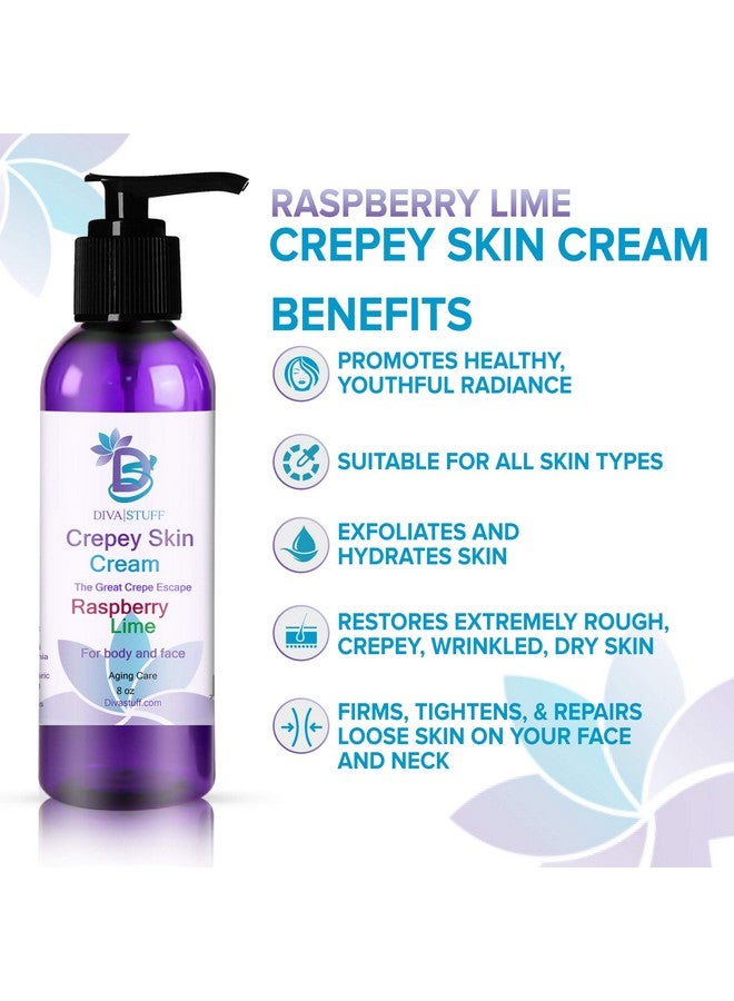 Diva Stuff Crepey Skin Cream Raspberry Lime Antiaging Deep Moisturizer Reduces Wrinkles & Fine Lines Increases Elasticity Firmness & Collagen Production Face & Body Lotion (8 Oz) - Image 2