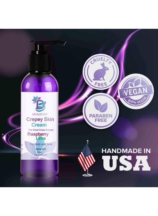 Diva Stuff Crepey Skin Cream Raspberry Lime Antiaging Deep Moisturizer Reduces Wrinkles & Fine Lines Increases Elasticity Firmness & Collagen Production Face & Body Lotion (8 Oz) - Image 5