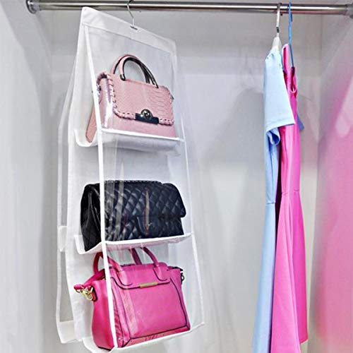 MURTISIDDH 6 Pocket Large Clear Purse Handbag Hanging Storage Bag Organizer Closet Tidy Closet Organizer Wardrobe Rack Hangers Holder for Fashion Handbag Purse Pouch - Image 2