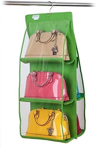 MURTISIDDH 6 Pocket Large Clear Purse Handbag Hanging Storage Bag Organizer Closet Tidy Closet Organizer Wardrobe Rack Hangers Holder for Fashion Handbag Purse Pouch - Image 5