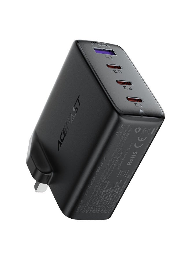 ACEFAST GAN Fast Charge Wall Charger A97 PD100W, Four Ports, 3 USB-C & 1 USB-A, Total Output 100W, UK Plug, Flame-Retardant PC, Suitable For phones, tablets, game consoles, laptops, etc - Image 1