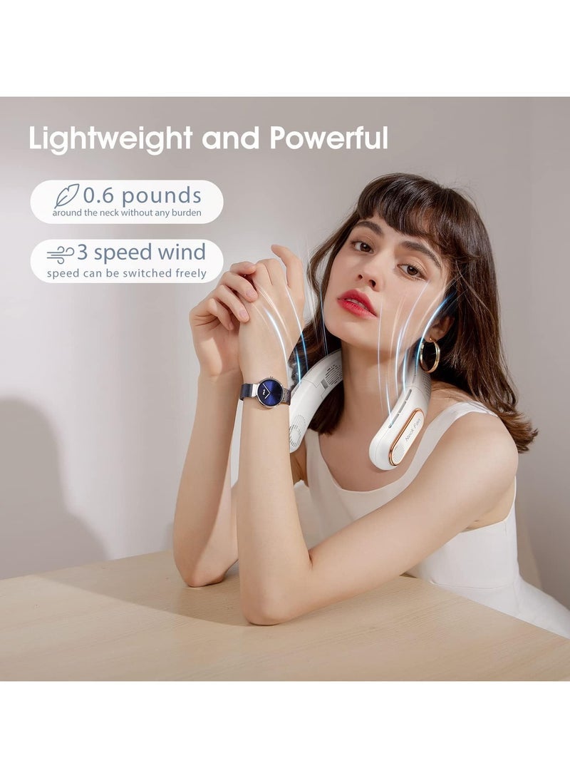 general Portable Neck Fan LED Display Bladeless Fan Hands-Free Rechargeable and Lightweight Personal Folding Wearable Neck Fan for Women Cooling Cooler - Image 2