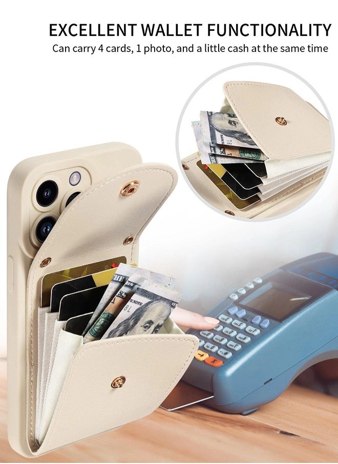 ShebSheb iPhone 15 Pro Case with Card Holder for Women, iPhone 15 Pro Cover Wallet with Strap Credit Card Slots Crossbody  - Image 3