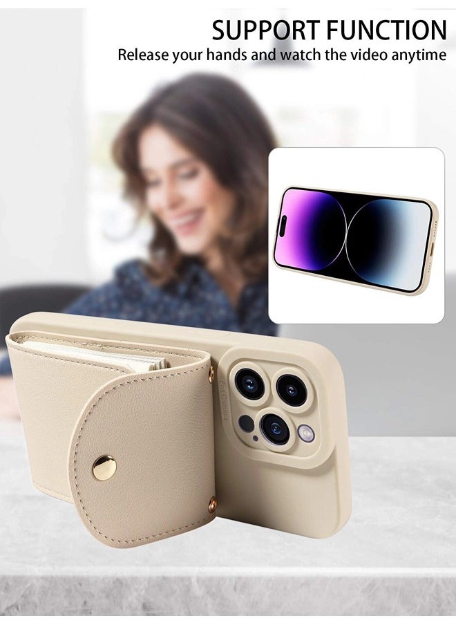 ShebSheb iPhone 15 Pro Case with Card Holder for Women, iPhone 15 Pro Cover Wallet with Strap Credit Card Slots Crossbody  - Image 4