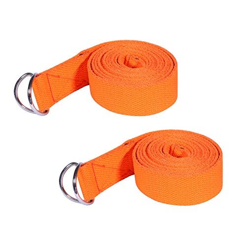 Footmate Yoga Belt for Men and Women Pack Of 2 | Yoga Strap with Extra Safe Adjustable D-Ring Buckle | 8 FT Long Durable and Premium Cotton Stretch Band Use for Yoga, Pilates, Gym, Fitness - Image 1