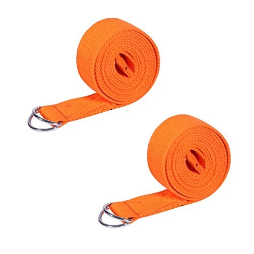 Footmate Yoga Belt for Men and Women Pack Of 2 | Yoga Strap with Extra Safe Adjustable D-Ring Buckle | 8 FT Long Durable and Premium Cotton Stretch Band Use for Yoga, Pilates, Gym, Fitness - Image 2