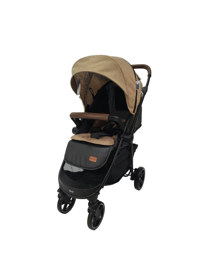 Baby Stroller comfortably Foldable, One-Handed, 5-Point Safety Belts, Fits up to 30 kg(biege)