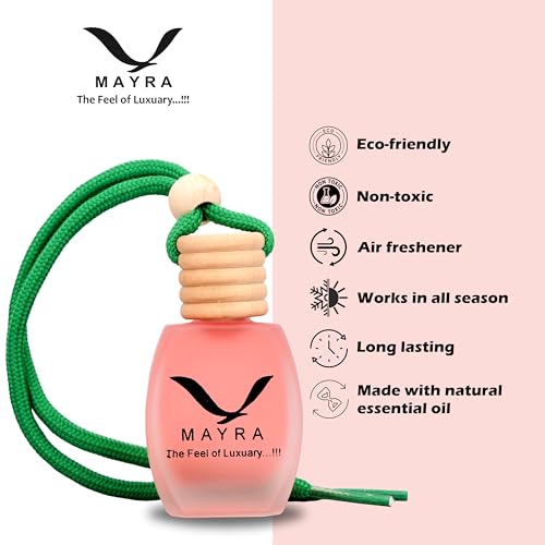 Radiant Mayra Premium Car Air Freshener, 10 ML, Lavender Fragrance, Natural Essential Oils, Glass Bottle with Wooden Diffuser Lid, Long Lasting up to 45 Days (Rose) - Image 3
