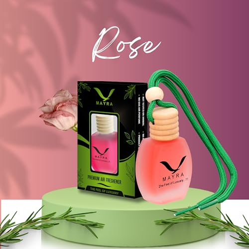 Radiant Mayra Premium Car Air Freshener, 10 ML, Lavender Fragrance, Natural Essential Oils, Glass Bottle with Wooden Diffuser Lid, Long Lasting up to 45 Days (Rose) - Image 2