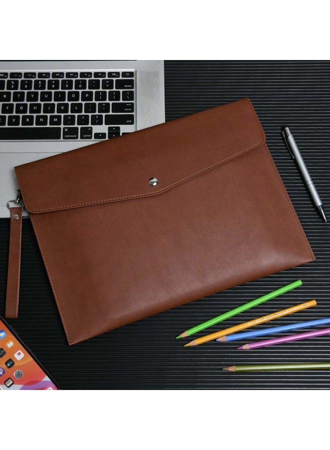 Wonderpool A4 Faux Leather Envelope Documents Multifunction Folders Stationery Bag -Portfolio File for Paper Letter Stationery Organizer and Tablet Case PC Sleeve (Coffee) - Image 3
