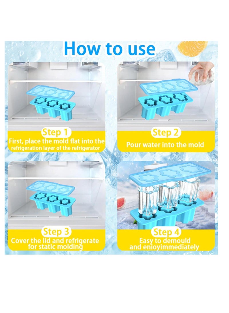 Snowflake Ice Cube Tray, Snowflake Shape Silicone Ice Cube Mold, Non-stick Ice Cube Maker, Soft Ice Cube Mold, Easy Demoulding Ice Cube Tray with Lid, Ice Cube Trays for freezer, Coffee, Tea  - Image 3