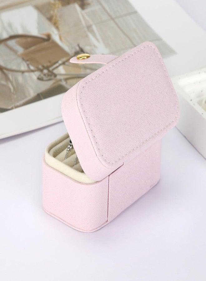 KUKUVR Small Travel Jewelry Box, Mini Jewelry Holder for Multiple Rings Necklace Earrings Lipstick, Portable Jewelry Storage Organizer Case with Removable Ring Slot (PINK) - Image 4