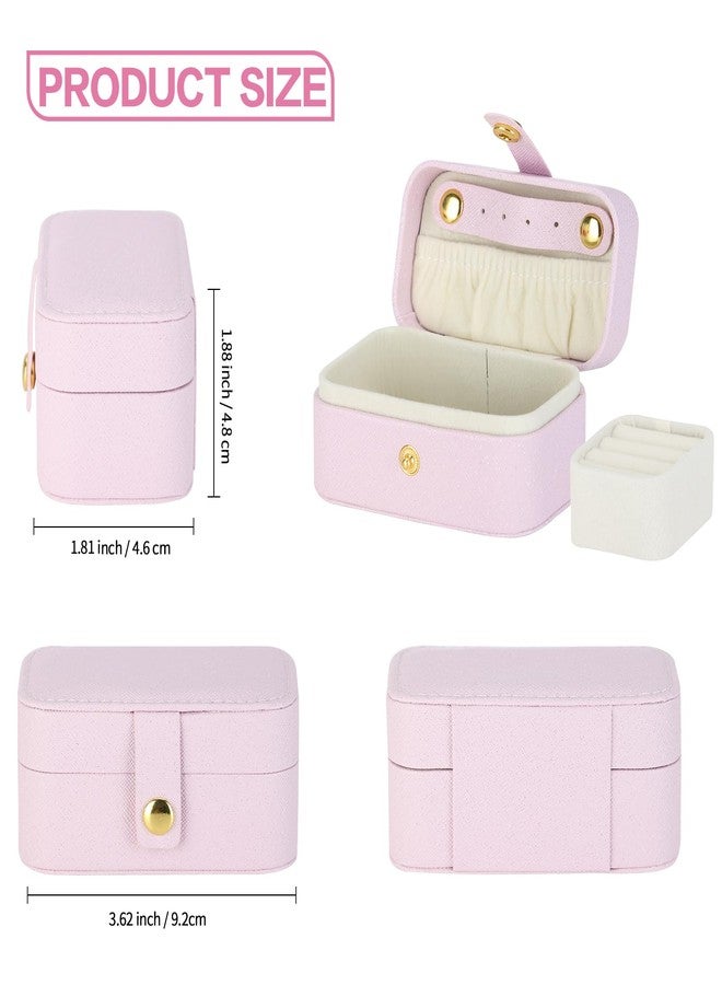 KUKUVR Small Travel Jewelry Box, Mini Jewelry Holder for Multiple Rings Necklace Earrings Lipstick, Portable Jewelry Storage Organizer Case with Removable Ring Slot (PINK) - Image 2