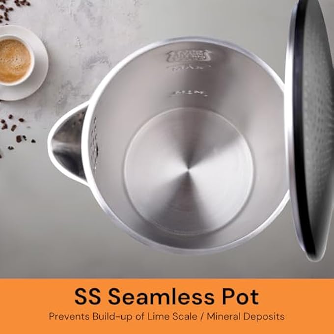 دوميا غلاية كهربائية 17 لتر 1500 وات إبريق لاسلكي قاعدة دوارة 360 درجة إضاءة LED إيقاف تلقائي لمسة باردة حماية خارجية من الحرارة الزائدة هيكل من الفولاذ المقاوم للصدأ مثالي للمنزل والمكتب باللون الأسود - Image 5