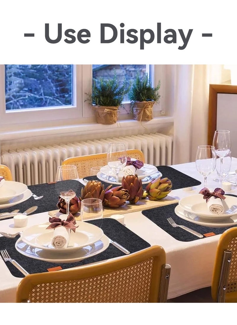 LEOKOR 24 Pcs Felt Placemats for Dining Table Non-Slip and Heat-Resistant Dark Gray  - Image 5