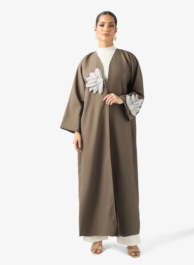 Khizana Abaya With Floral Applique & Sheila - Image 1
