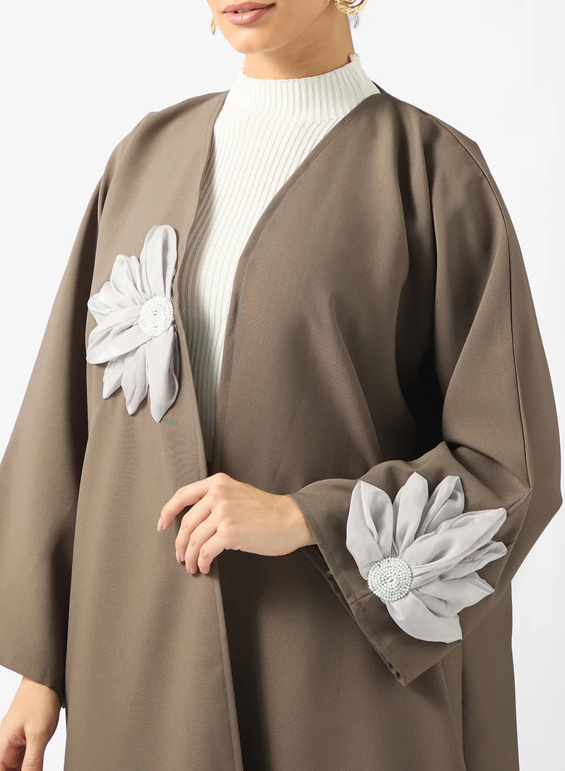 Khizana  Abaya With Floral Applique & Sheila for Women | Best Price UAE