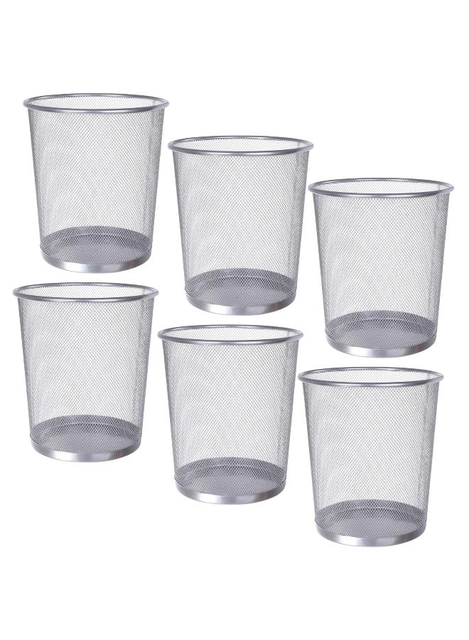 AKC Mesh Wastebasket Trash Can – Silver & Black Steel Round Bin for Office, Home, Bathroom, Bedroom – Lightweight, Durable, Open Top Garbage Can – Small/Medium/Large Sizes (6, Silver - L) - Image 1