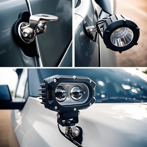 HQTS LED Light Bar Mounting Brackets for Engine Hood 2pcs Universal Hood Mounts Hood Clamp Lights Mounts with AntiScratch Rubber NoDrill Installation Silver - Image 5